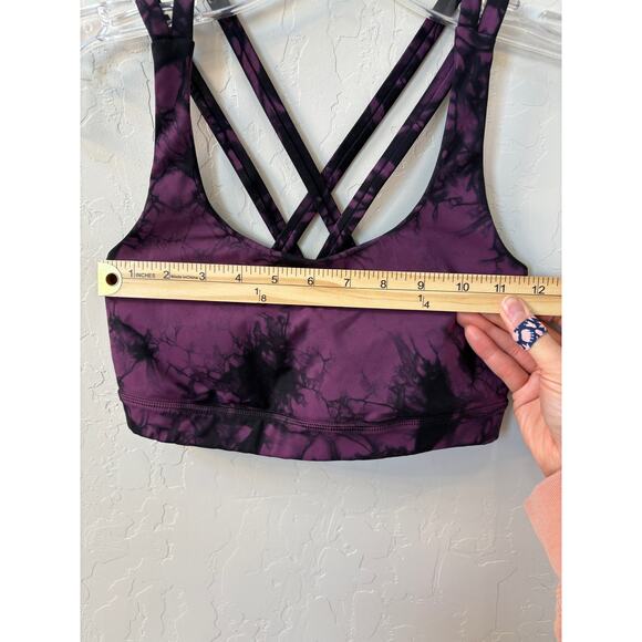 Lululemon Sz 4 Shibori Energy Bra Darkest Magenta Black Tie Dye *NO CUPS* - Picture 4 of 5